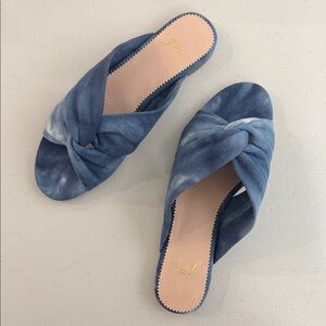 J. Crew Blue Tie-Dye Canvas Twisted Sandals
